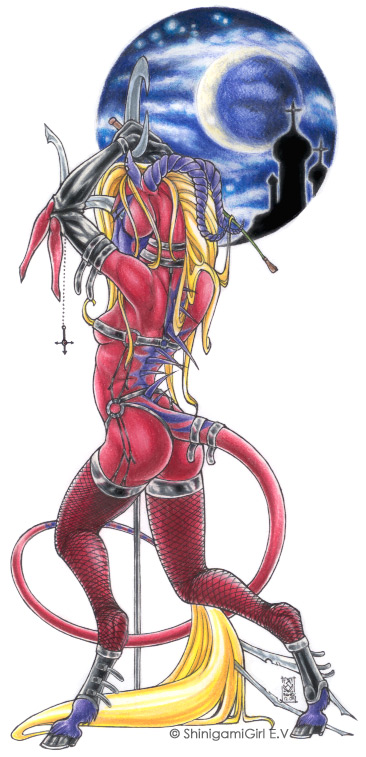 这位,我叫她做死神娘,是龙和独角兽的后代,可以展开白色龙翼和黑色